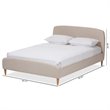 Bowery Hill Upholstered Light Beige Queen Platform Bed Rectangular Mid-Century 64.17