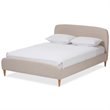 Bowery Hill Upholstered Light Beige Queen Platform Bed Rectangular Mid-Century 64.17
