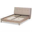 Bowery Hill Mid-Century Queen Platform Bed in Light Beige and Natural