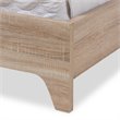 Bowery Hill Mid-Century Queen Platform Bed in Light Beige and Natural