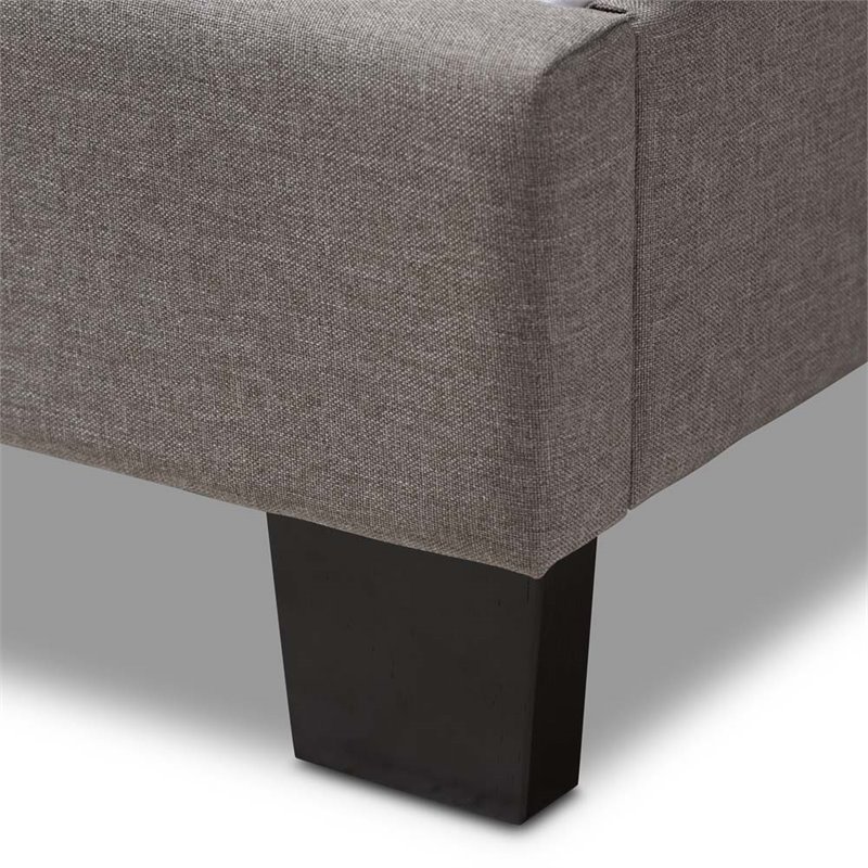Bowery Hill Contemporary Upholstered Twin Panel Bed in Gray Fabric