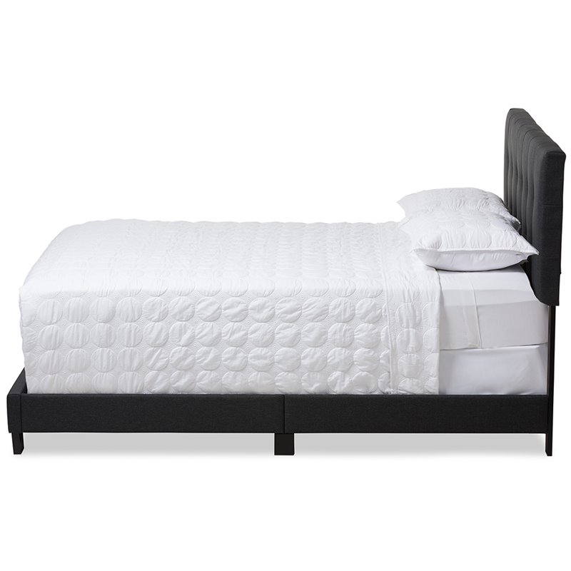 Bowery Hill Contemporary Full Upholstered Panel Bed in Dark Gray
