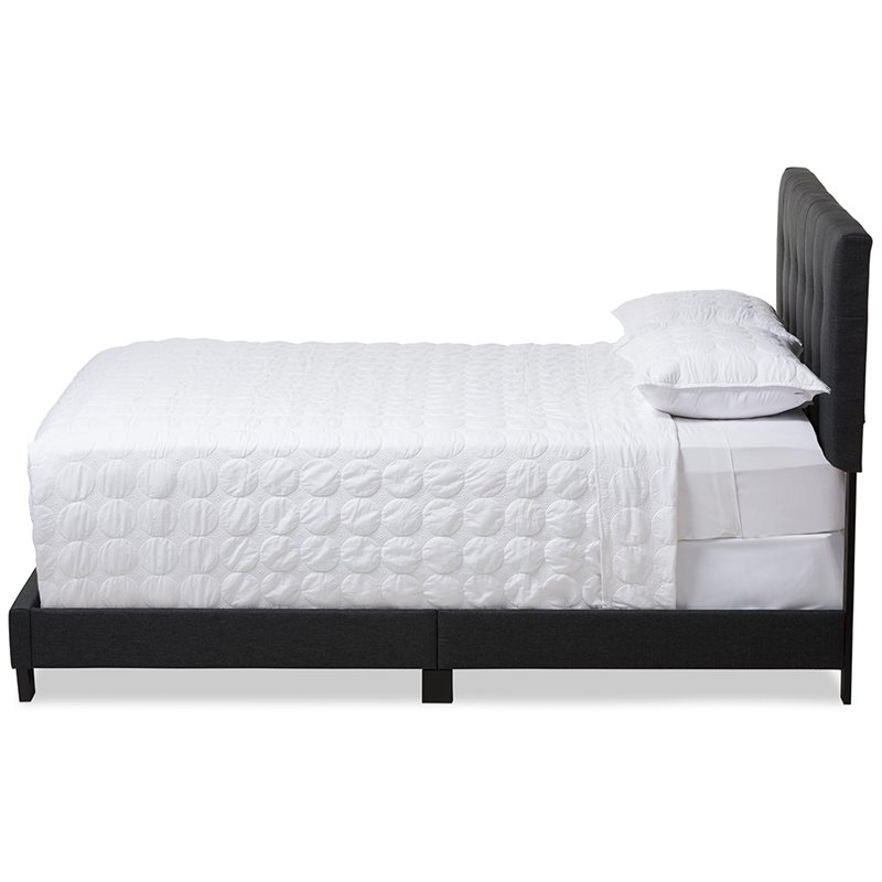 Bowery Hill Contemporary King Upholstered Panel Bed in Dark Gray