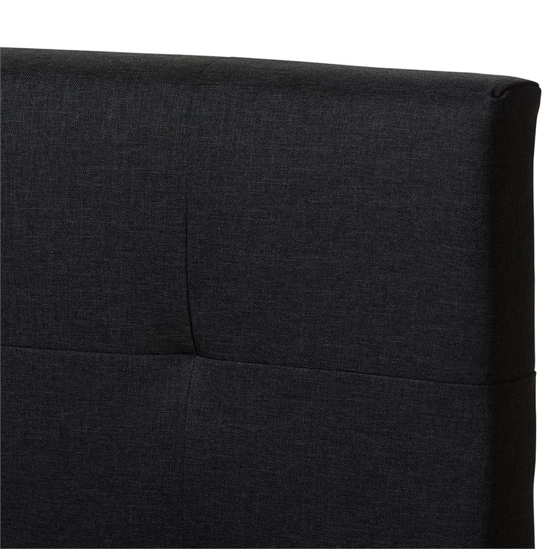 Bowery Hill Contemporary King Upholstered Panel Bed in Dark Gray