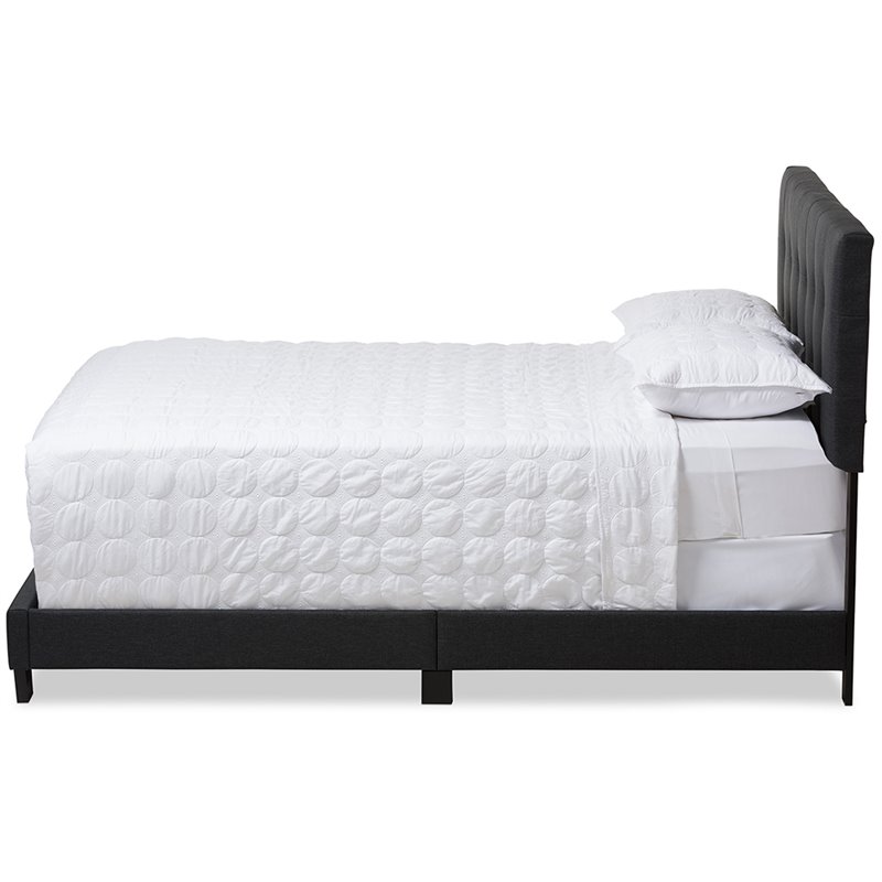 Bowery Hill Contemporary Queen Upholstered Panel Bed in Dark Gray