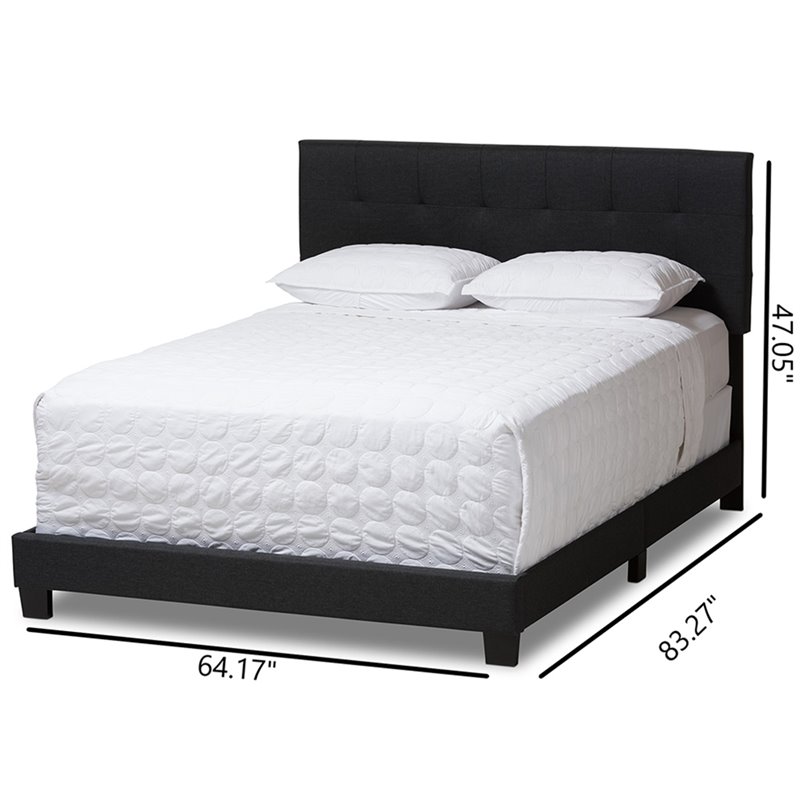 Bowery Hill Contemporary Queen Upholstered Panel Bed in Dark Gray