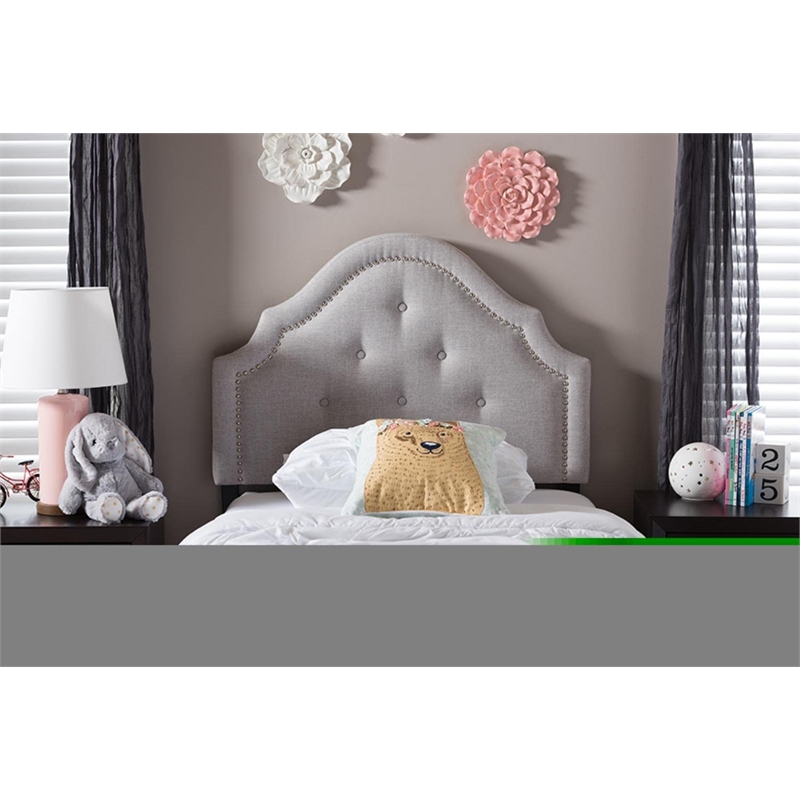 Bowery Hill Modern Upholstered Twin Headboard in Grayish Beige