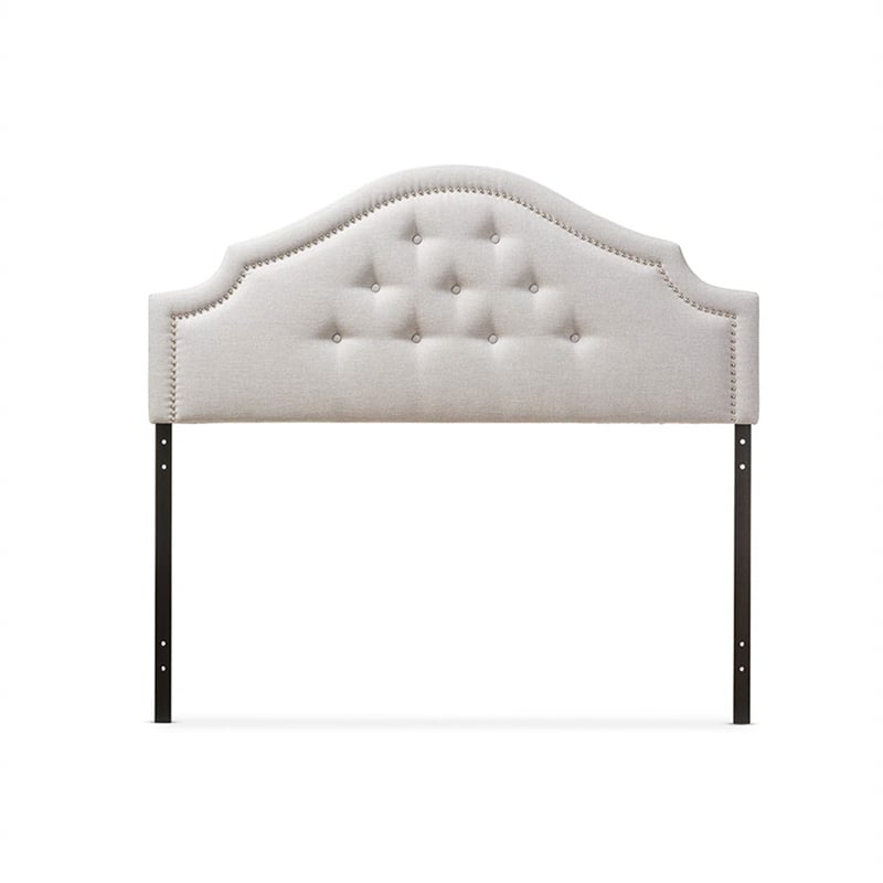 Bowery Hill Fabric Beige Queen Headboard Rectangular Button-Tufted 60.84