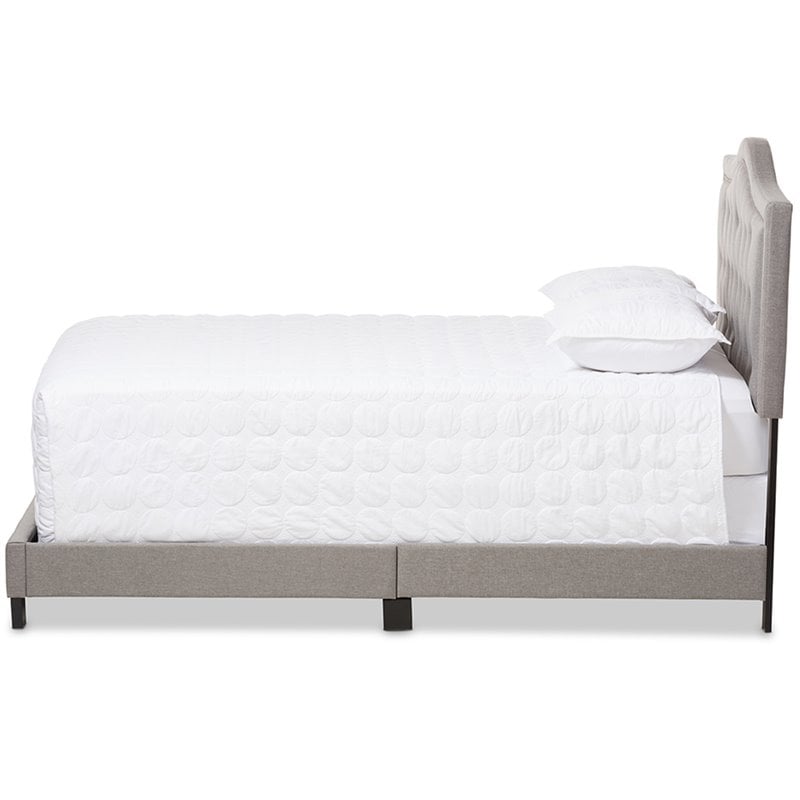 Bowery Hill Modern Tufted Full Low Profile Bed in Light Gray