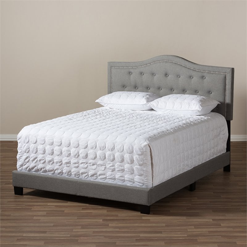 Bowery Hill Modern Tufted Full Low Profile Bed in Light Gray