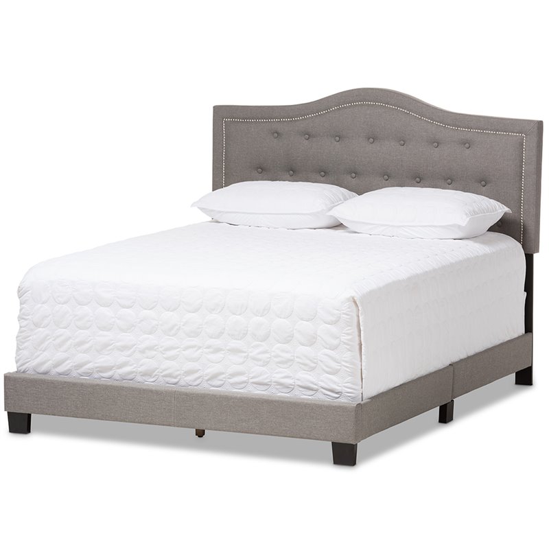 Bowery Hill Modern Tufted Full Low Profile Bed in Light Gray