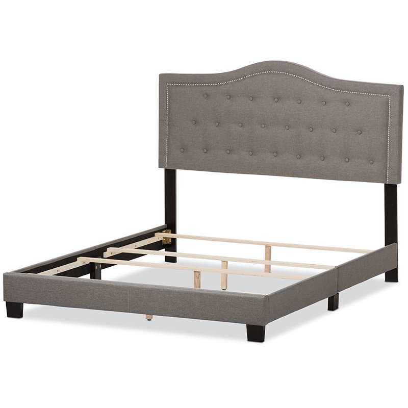 Bowery Hill Modern Tufted King Low Profile Bed in Light Gray