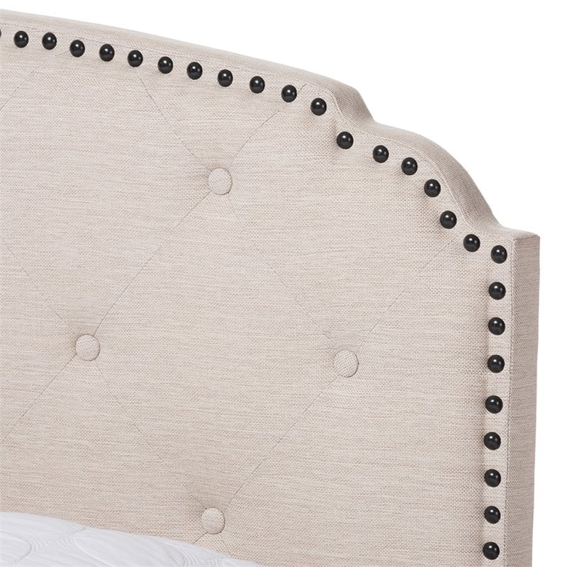 Bowery Hill Modern Tufted Full Low Profile Bed in Light Beige