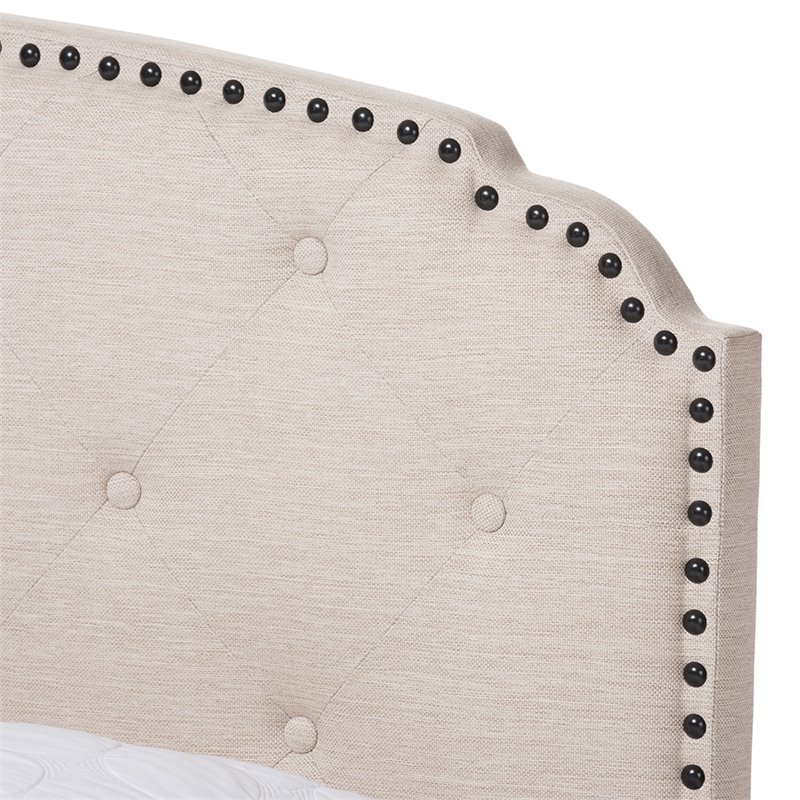Bowery Hill Modern Tufted King Low Profile Bed in Light Beige