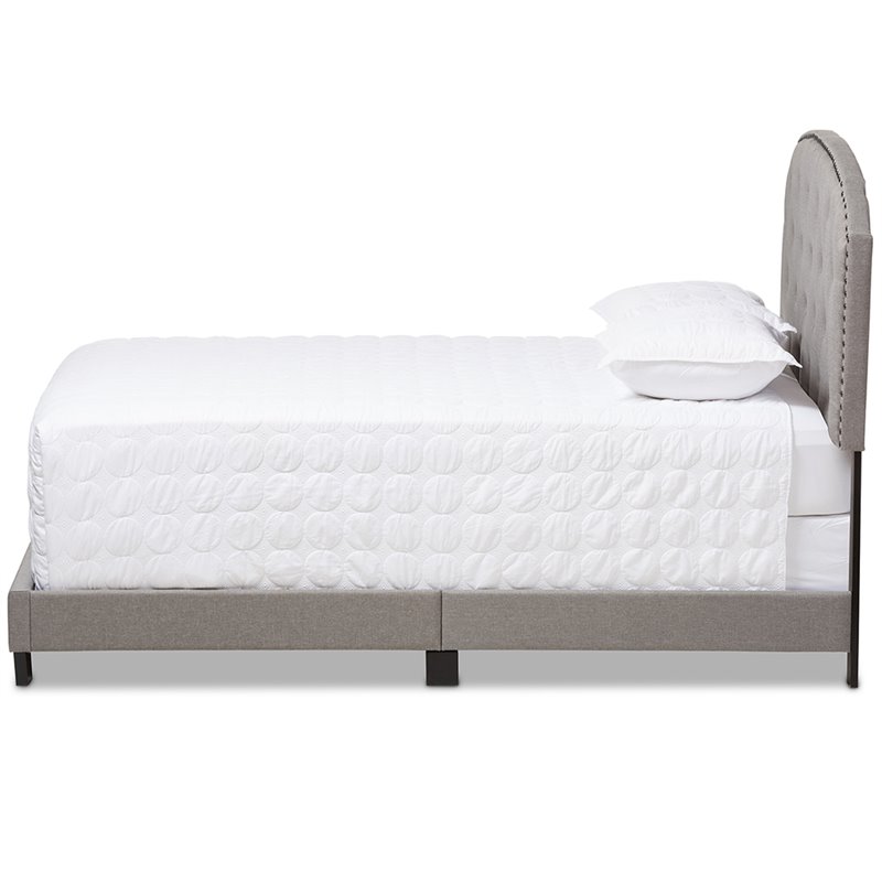 Bowery Hill Modern Tufted Queen Low Profile Bed in Light Gray