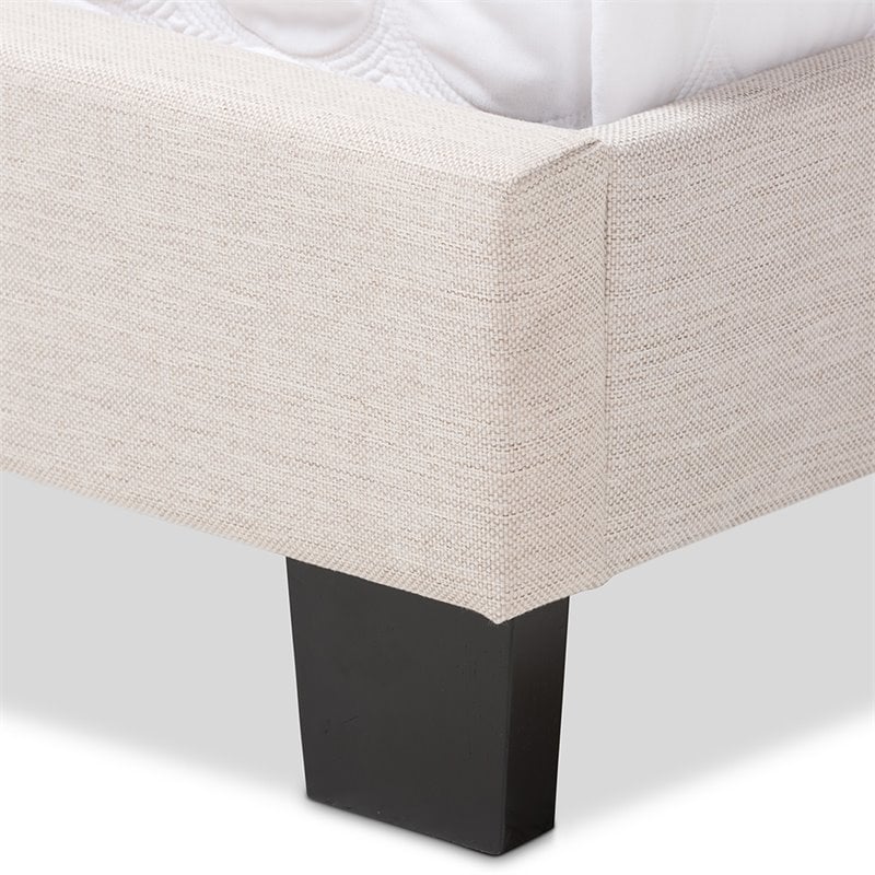 Bowery Hill Modern Tufted Queen Low Profile Bed in Light Beige