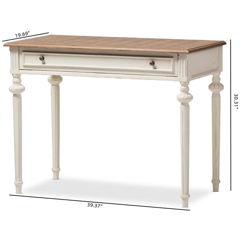 Bowery Hill Contemporary French Provincial Writing Desk in White