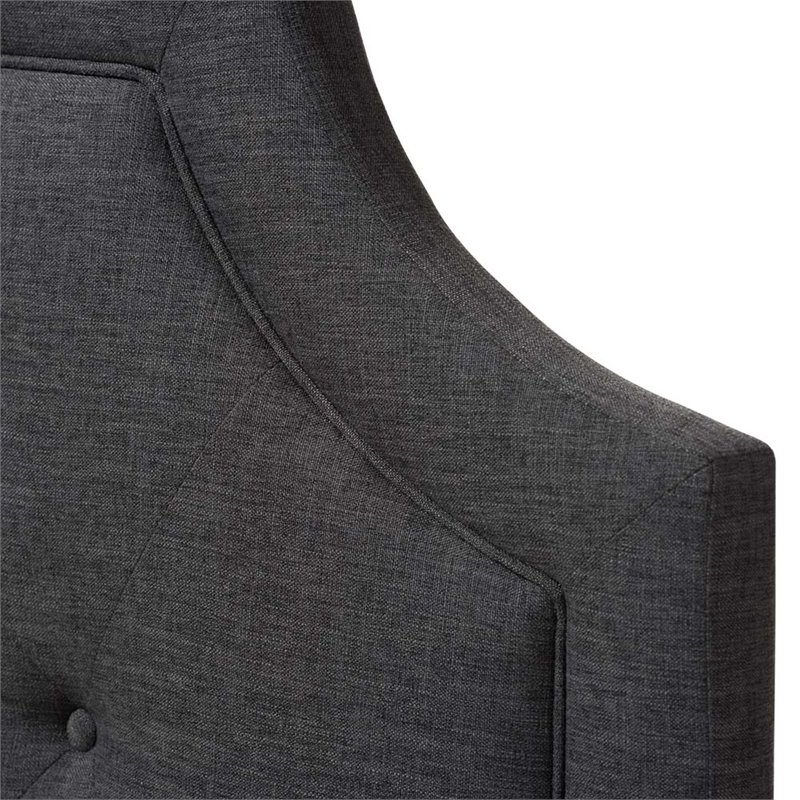Bowery Hill Contemporary Fabric Tufted Queen Headboard in Dark Gray