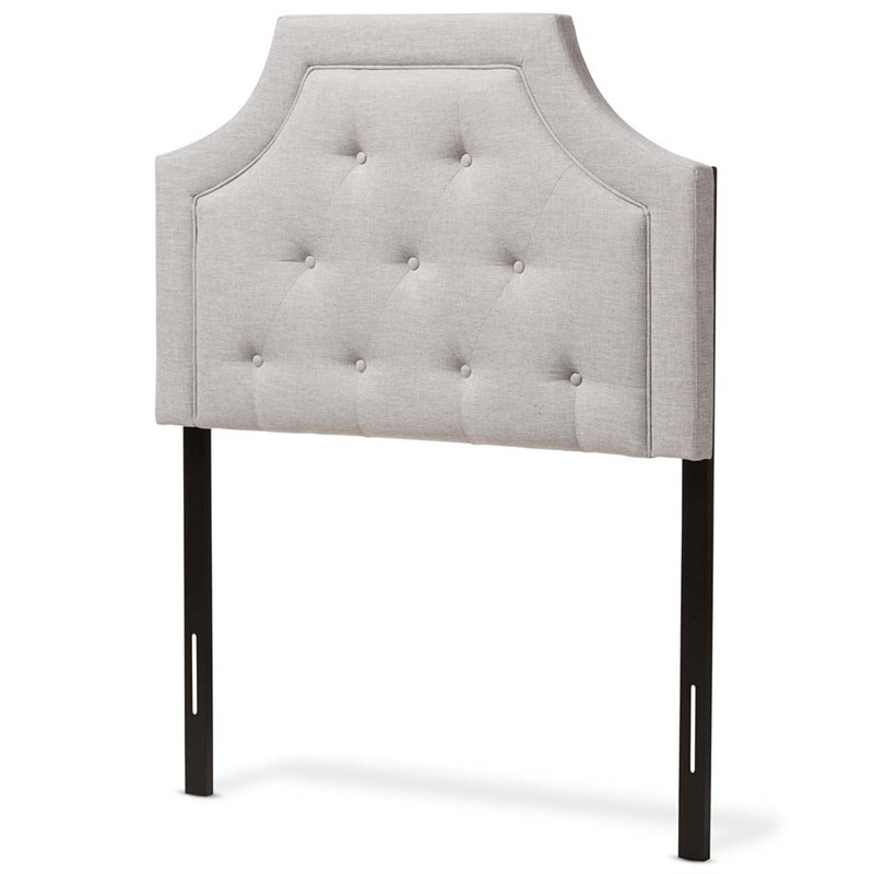 Bowery Hill Modern Fabric Tufted Twin Headboard in Grayish Beige
