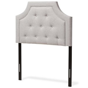 Bowery Hill Modern Fabric Tufted Twin Headboard in Grayish Beige