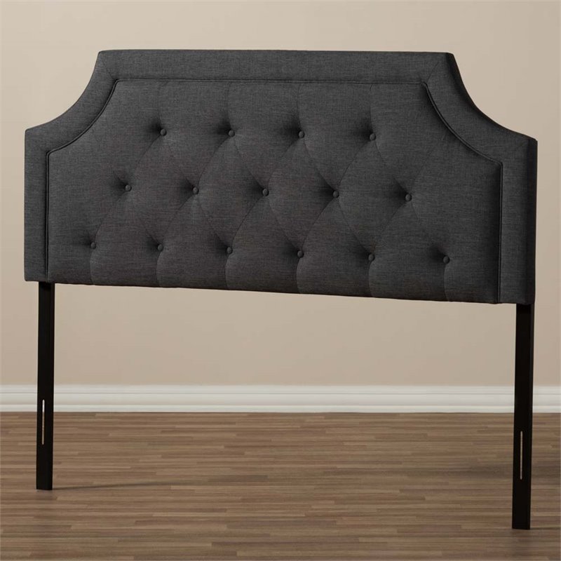 Bowery Hill Contemporary Fabric Tufted Full Headboard in Dark Gray