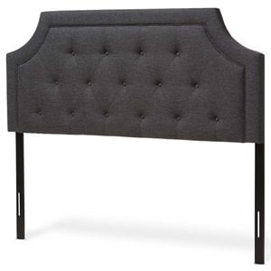 Bowery Hill Contemporary Fabric Tufted King Headboard in Gray