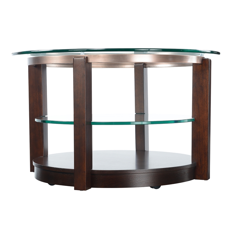 Bowery Hill Contemporary Round Coffee Table in Espresso