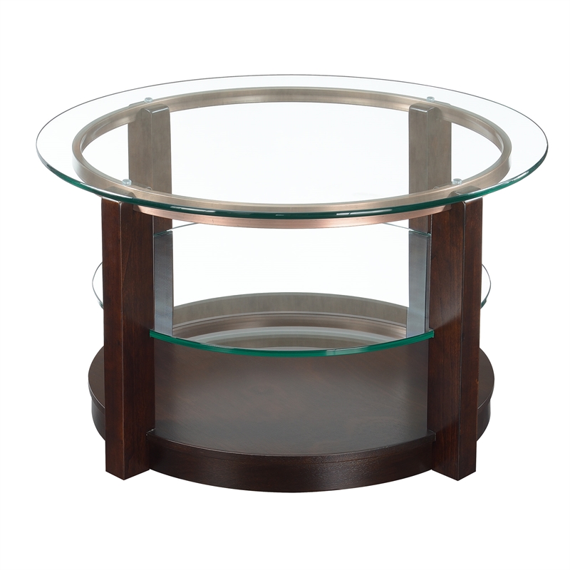 Bowery Hill Contemporary Round Coffee Table in Espresso
