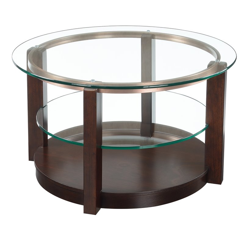 Bowery Hill Contemporary Round Coffee Table in Espresso