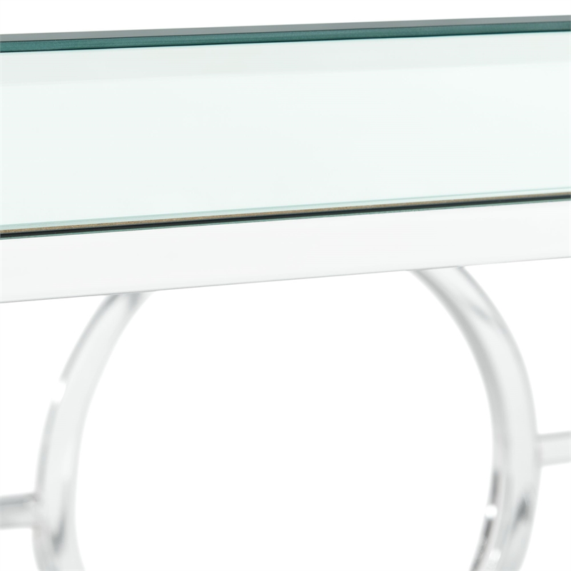 Bowery Hill End Table Coffee Accent Table Square in Glass Top and Metal - Chrome