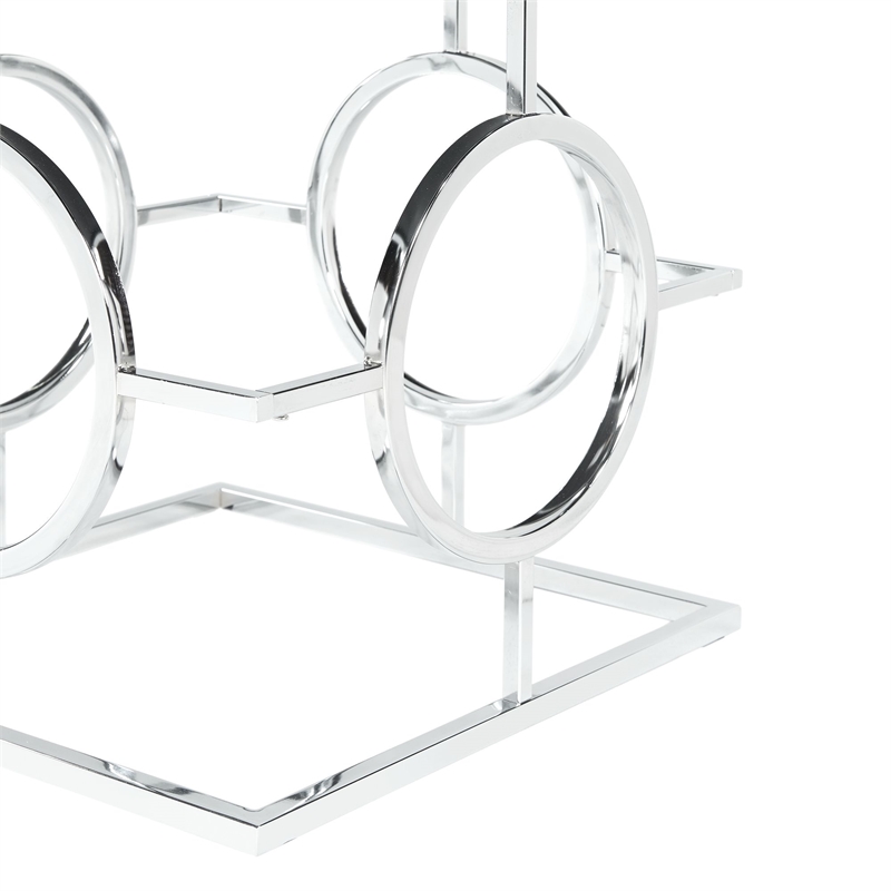 Bowery Hill End Table Coffee Accent Table Square in Glass Top and Metal - Chrome