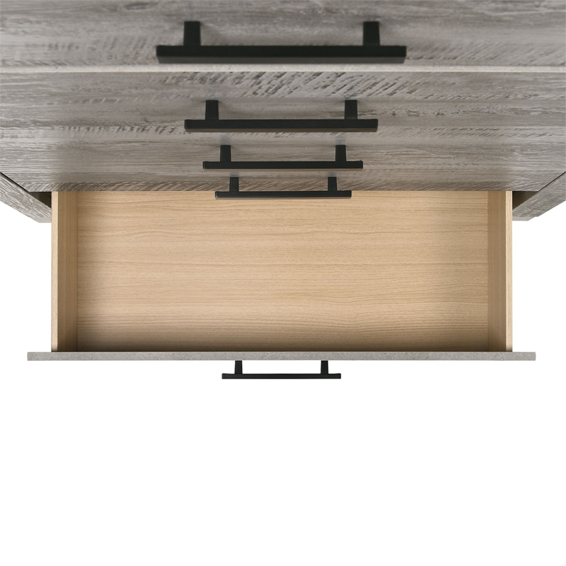 Bowery Hill 5-Drawers Transitional Wood Bedroom Chest in Light Gray