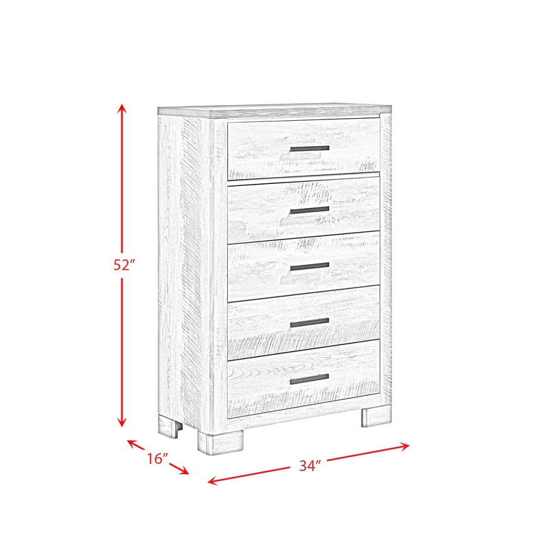 Bowery Hill 5-Drawers Transitional Wood Bedroom Chest in Light Gray