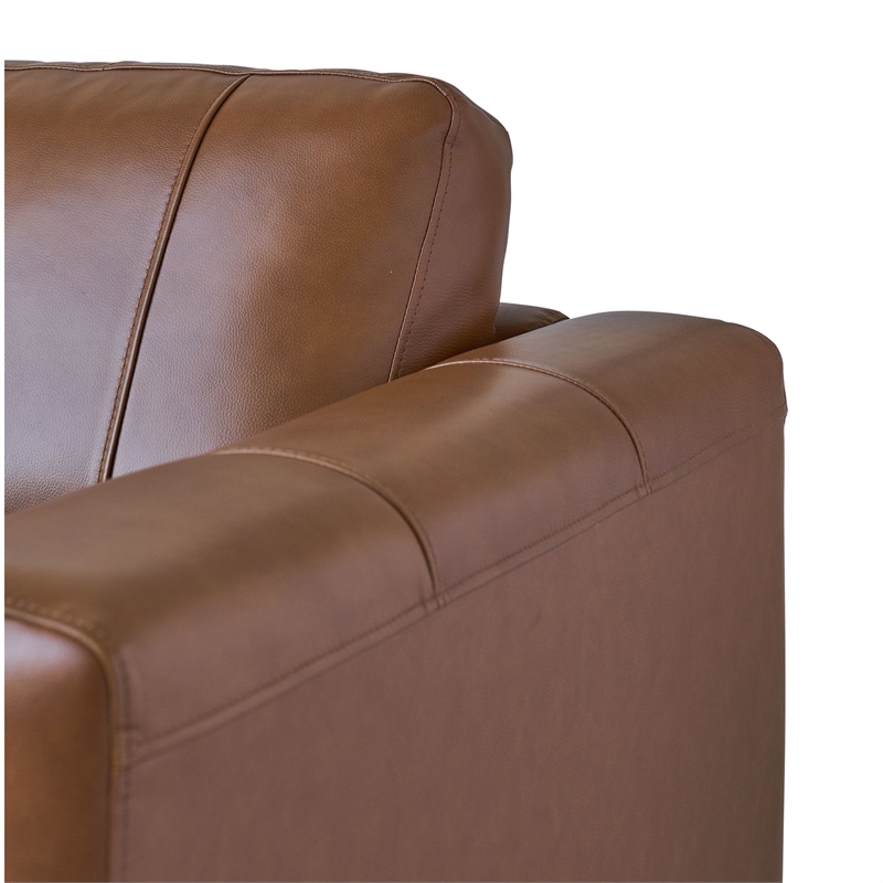 Bowery Hill Genuine Leather Fiero Tan Accent Chair Square 37