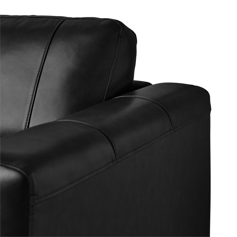 Bowery Hill Contemporary Genuine Leather Accent Chair in Fiero Black