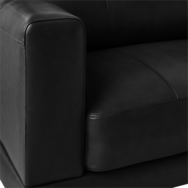 Bowery Hill Contemporary Genuine Leather Accent Chair in Fiero Black