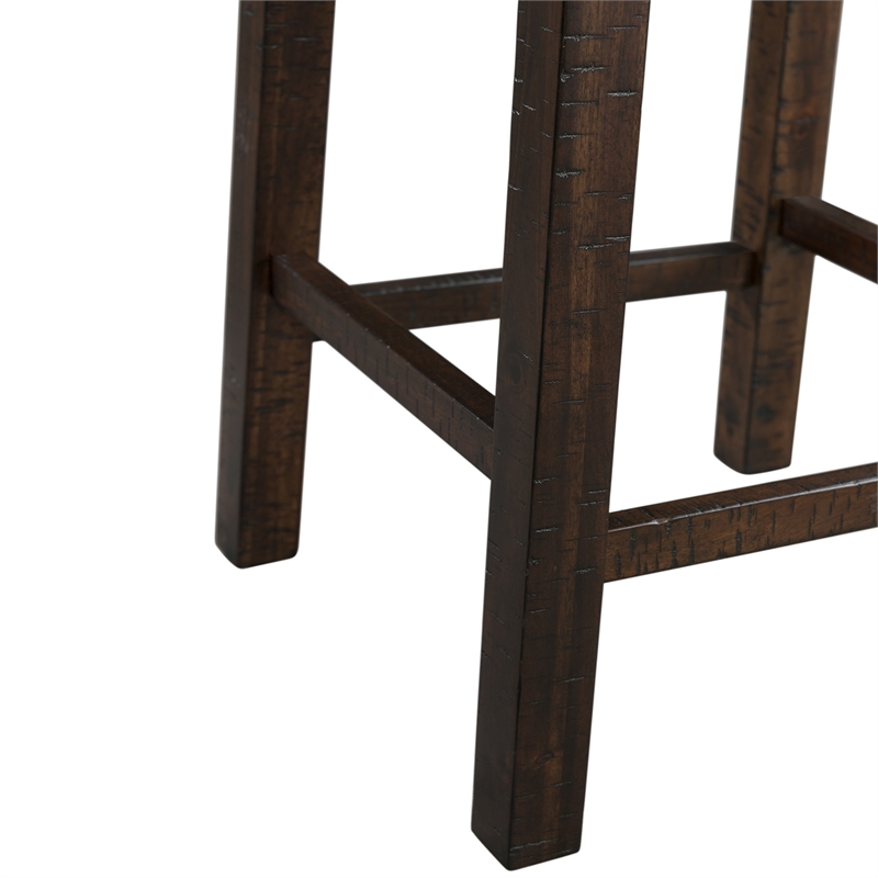 Bowery Hill Wood Brown Bar Table Set Rectangular Upholstered Unassembled