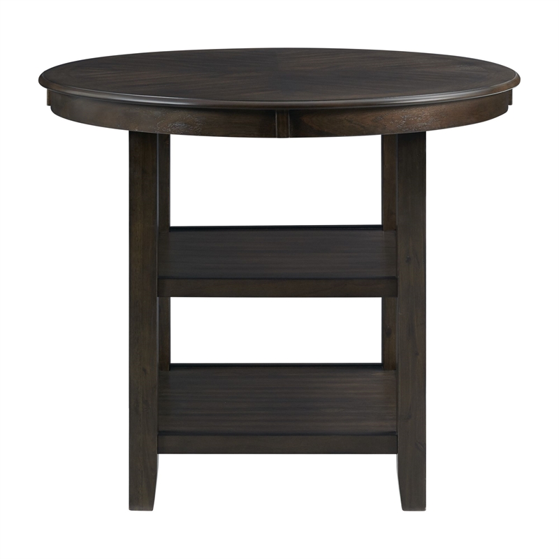 Bowery Hill Wood Walnut Dining Table Round Counter Height Unassembled