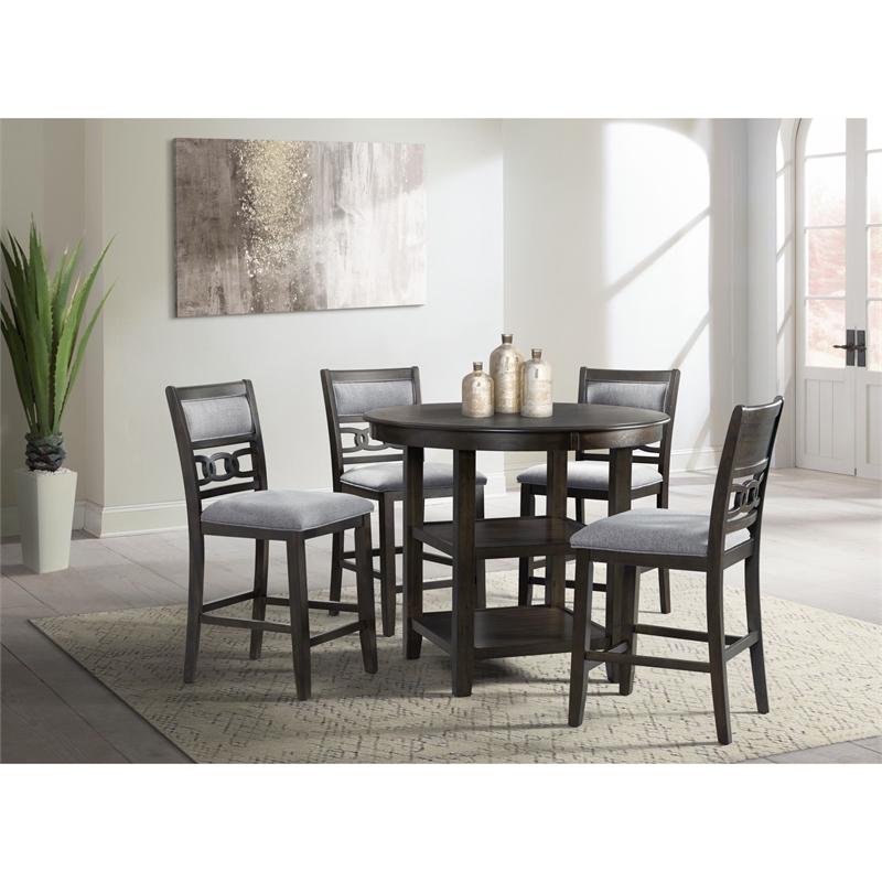 Bowery Hill Wood Walnut Dining Table Round Counter Height Unassembled