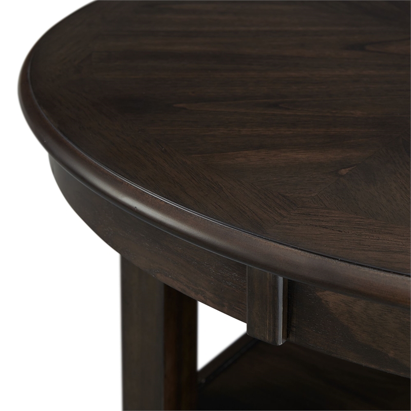 Bowery Hill Wood Walnut Dining Table Round Counter Height Unassembled