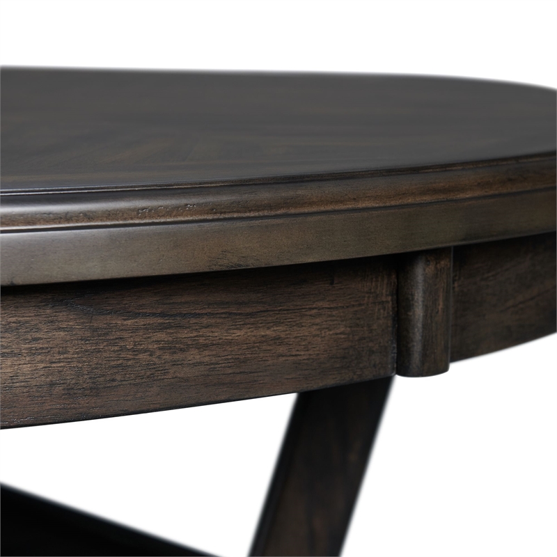 Bowery Hill Wood Walnut Dining Table Round Counter Height Unassembled