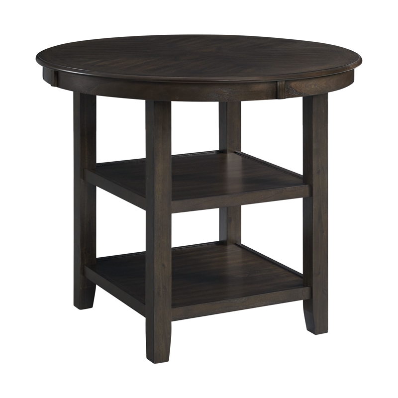Bowery Hill Wood Walnut Dining Table Round Counter Height Unassembled