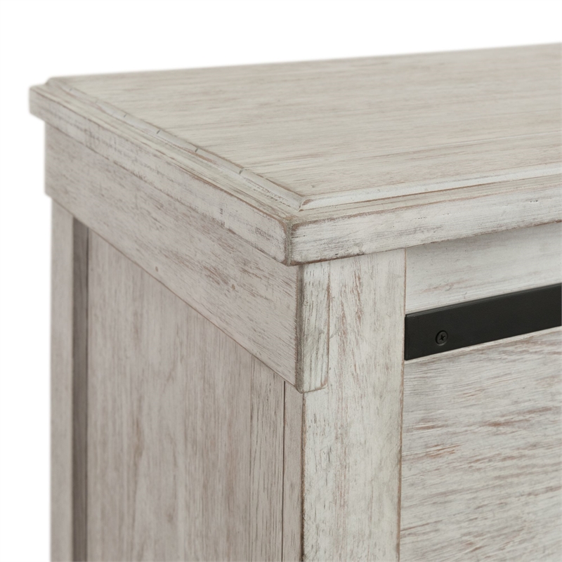 Bowery Hill Rubber Wood 6 Piece Queen Platform Storage Bedroom Set White Washed