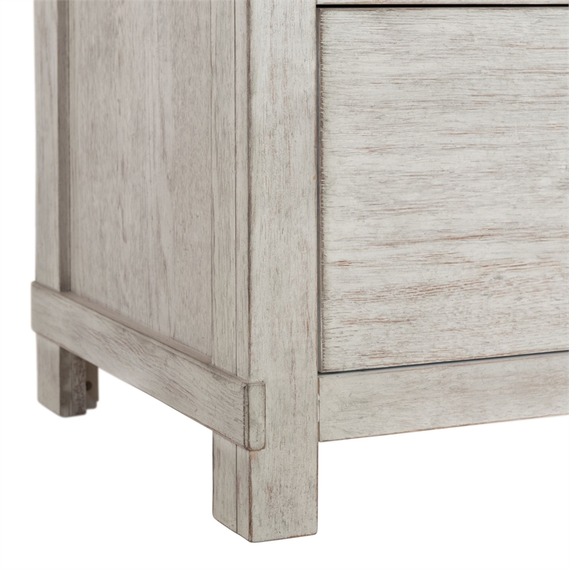 Bowery Hill Rubber Wood 6 Piece Queen Platform Storage Bedroom Set White Washed