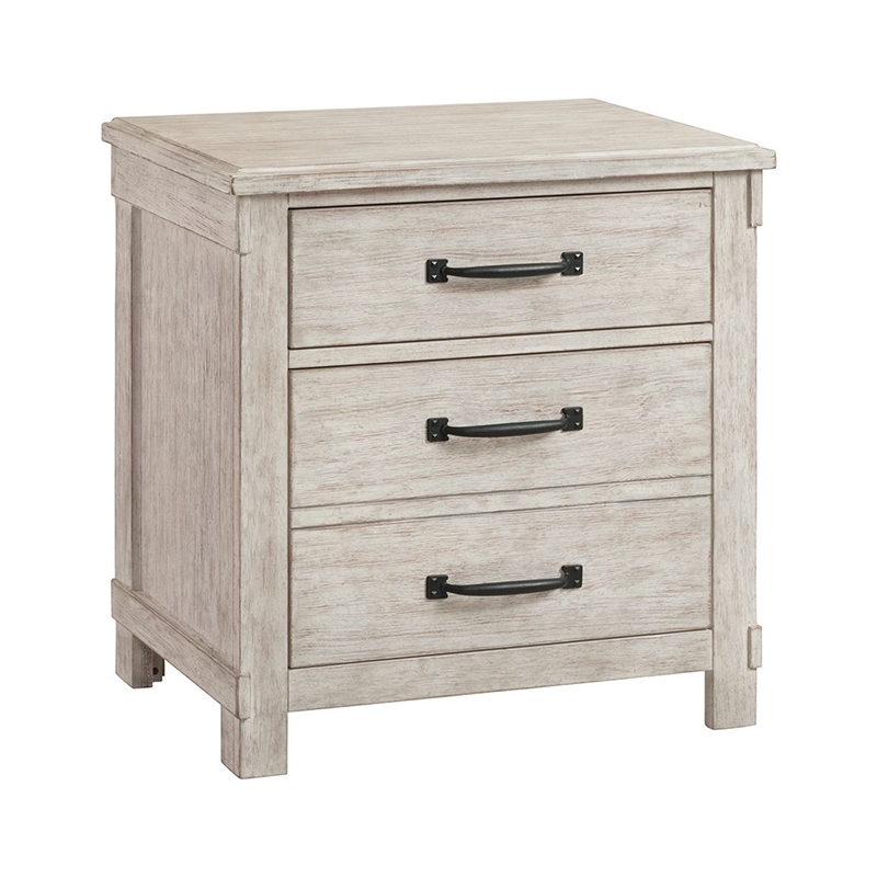 Bowery Hill Rubber Wood 6 Piece Queen Platform Storage Bedroom Set White Washed