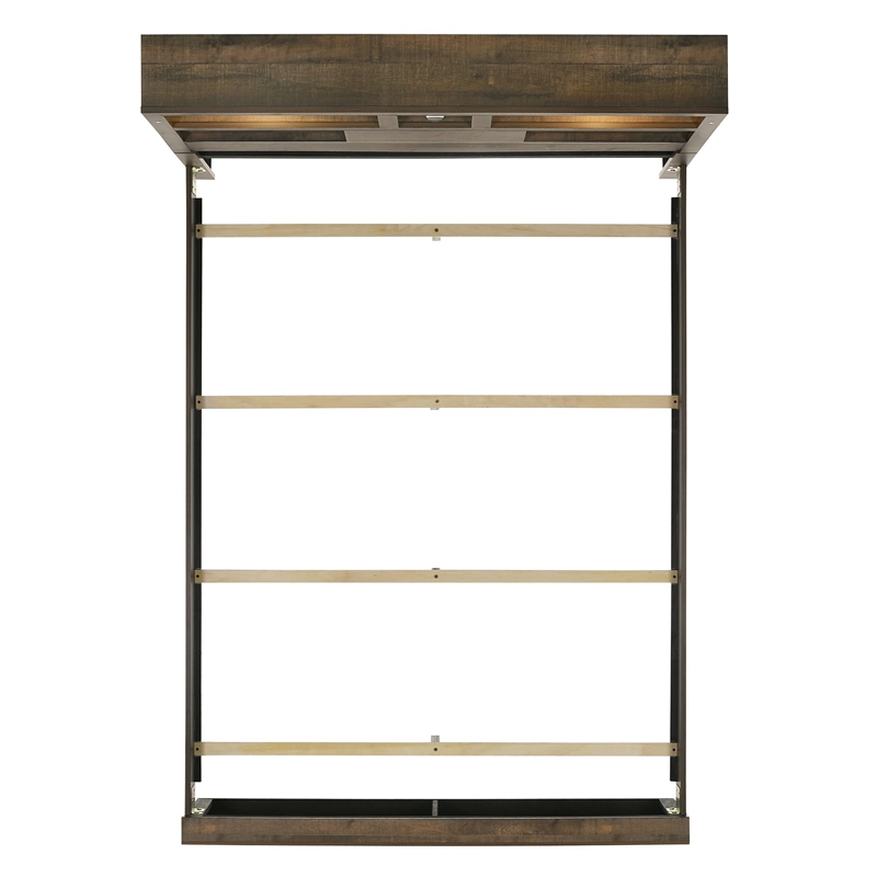 Bowery Hill Mid-Century Queen Bookcase Panel Bed with Bluetooth
