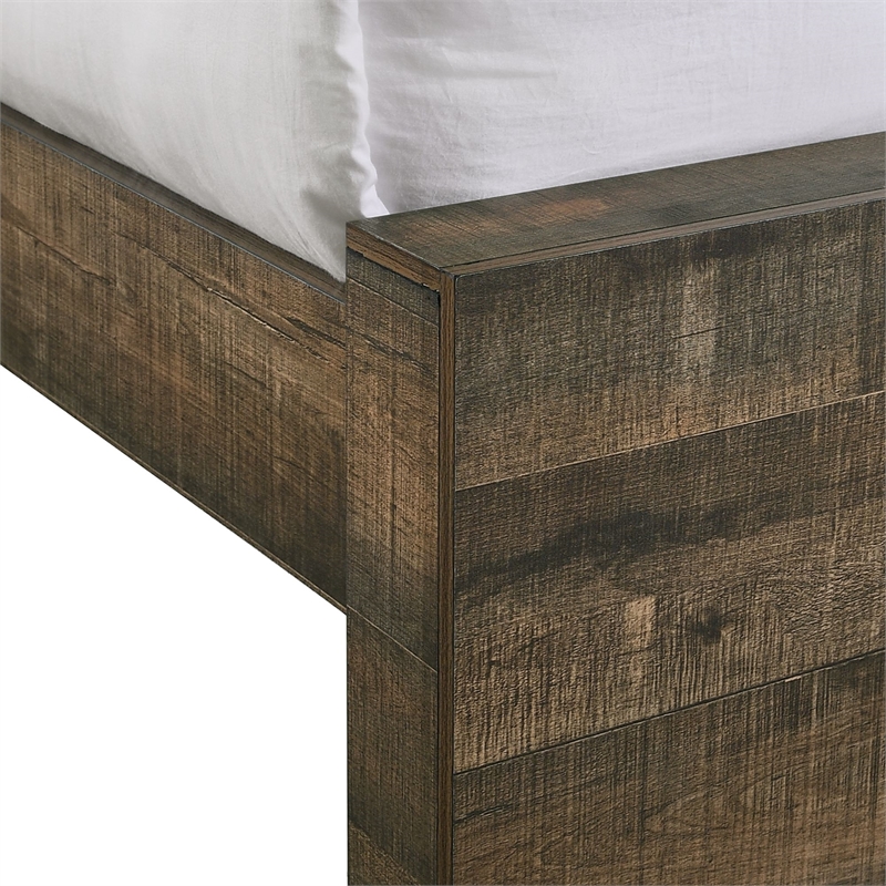 Bowery Hill Mid-Century Queen Bookcase Panel Bed with Bluetooth