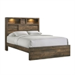 Bowery Hill Mid-Century Queen Bookcase Panel Bed with Bluetooth