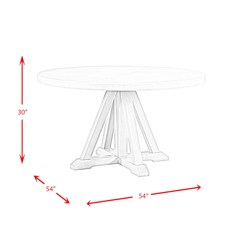 Bowery Hill Round Dining Table in White Marble Top/Natural Wood Base
