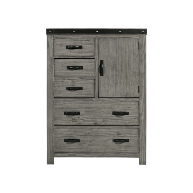 Bowery Hill Solid Wood Gray Chest Rectangular Anti-Tipping 52